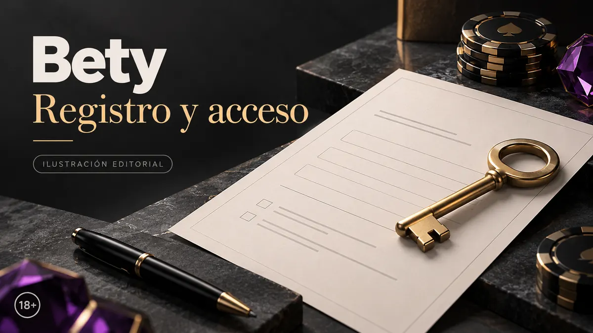 Registro y acceso en Bety: datos reales y verificación de la cuenta. Ilustración editorial.