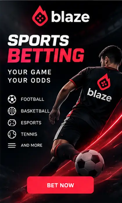 Blaze também aceita apostas esportivas; o bônus de cassino e o de esportes costumam ser diferentes.