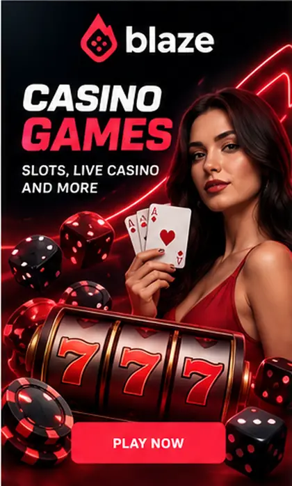 Slots em Blaze: o RTP de cada jogo aparece no menu de informações.