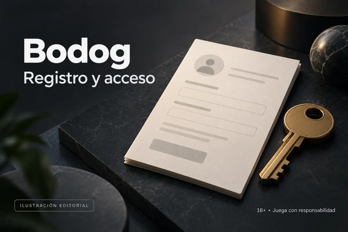 Registro y acceso en Bodog: datos reales y verificación de la cuenta. Ilustración editorial.