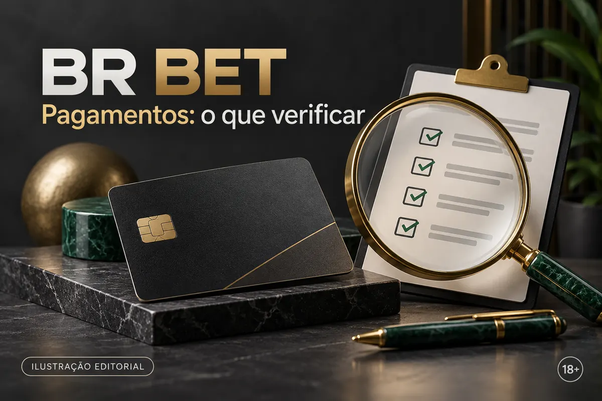 Pagamentos em BRBet: o que verificar antes de depositar e sacar. Ilustração editorial.