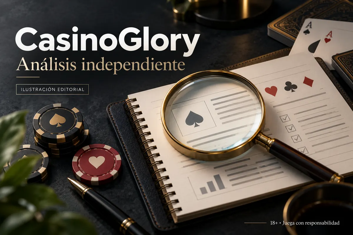 Análisis independiente de Glory Casino: lo que revisamos antes de recomendarlo. Ilustración editorial.