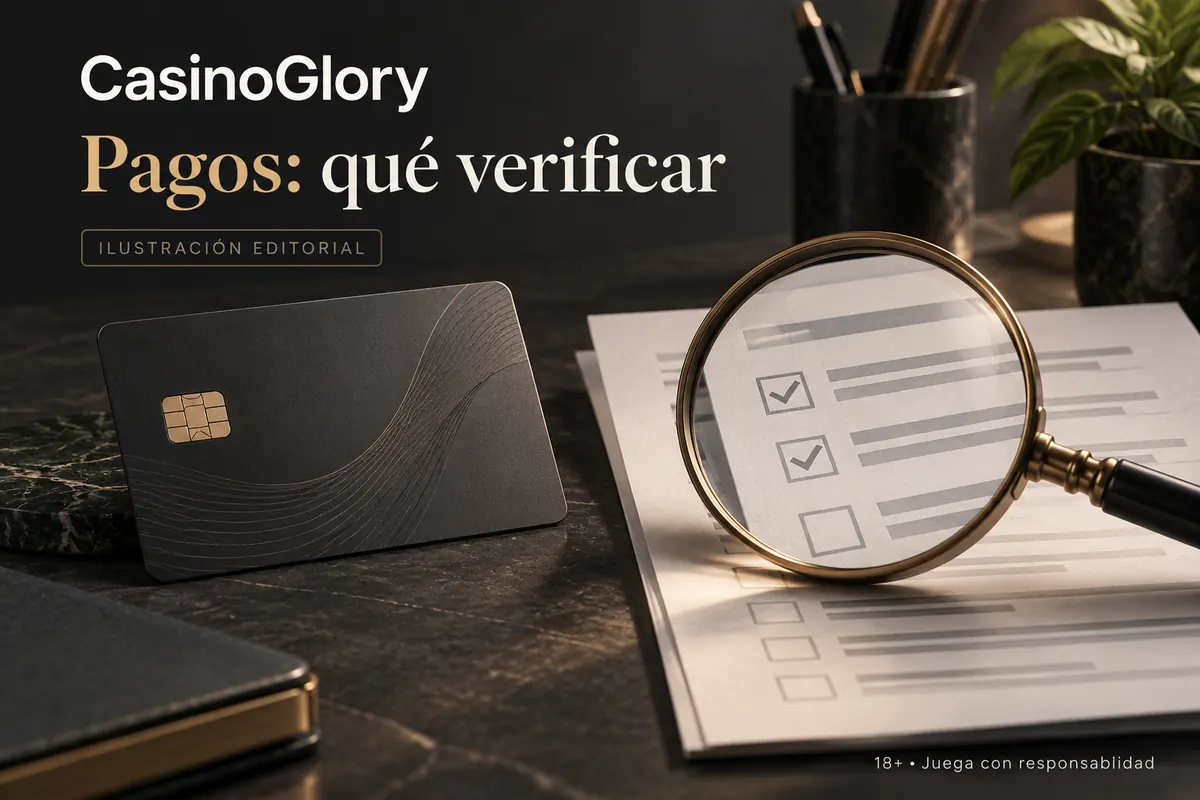 Pagos en Glory Casino: qué verificar antes de depositar y retirar. Ilustración editorial.