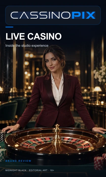 Cassino ao vivo de Cassino Pix: mesas com crupiê real.