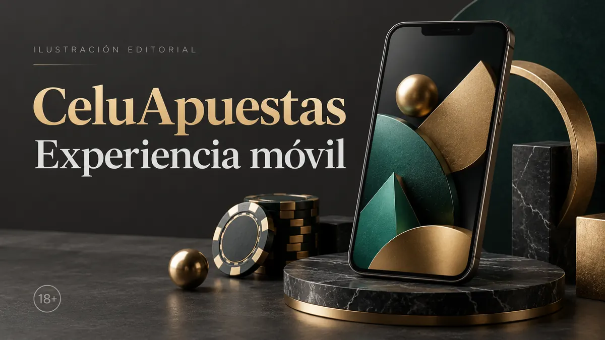 CeluApuestas en el celular: funciona desde el navegador, la app es opcional. Ilustración editorial.