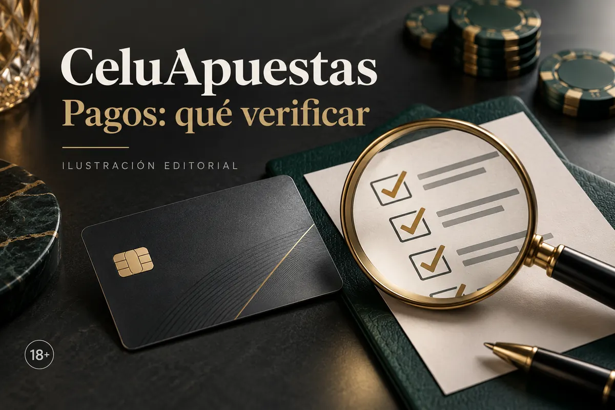 Pagos en CeluApuestas: qué verificar antes de depositar y retirar. Ilustración editorial.