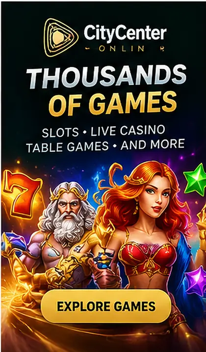 Tragamonedas en City Center Online: el RTP de cada juego se ve en su menú de información.