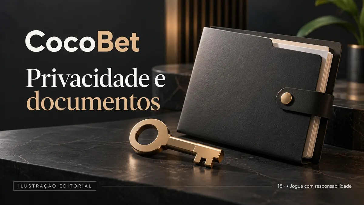 Privacidade e documentos em CocoBet: verificação de identidade antes do primeiro saque. Ilustração editorial.