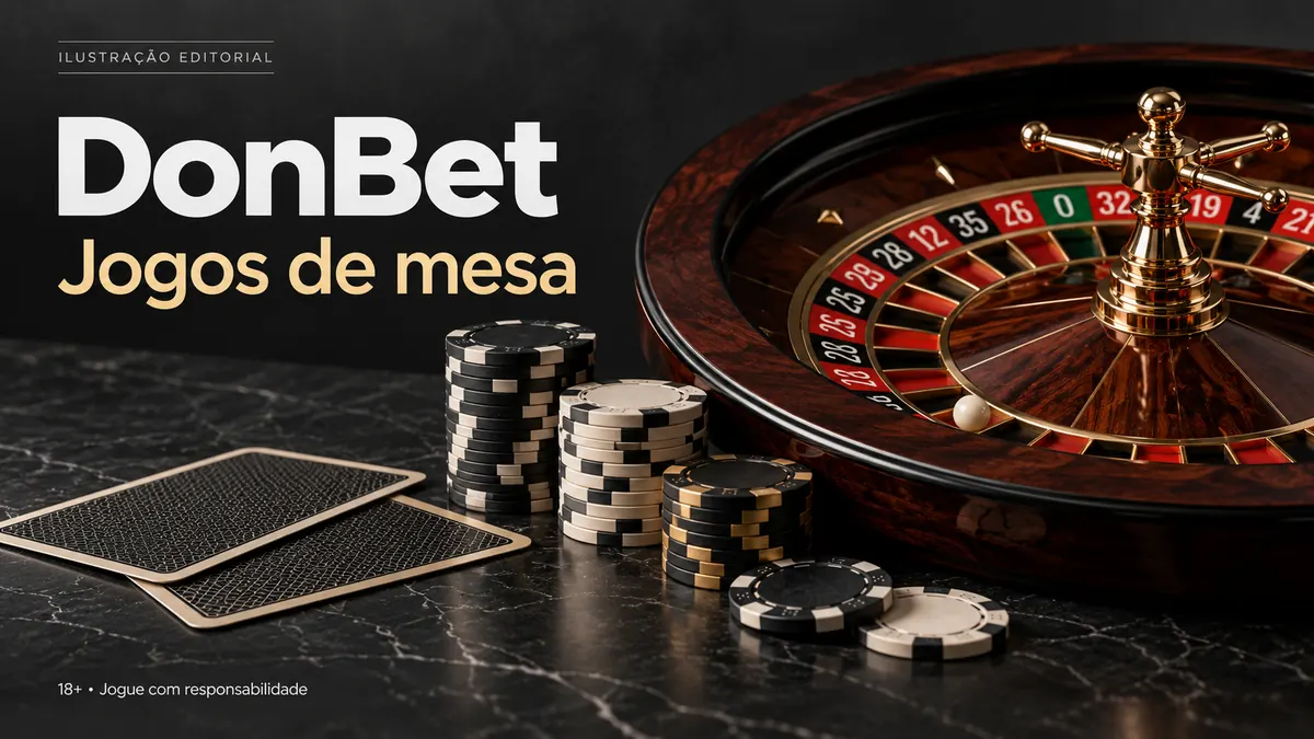 Jogos de mesa em DonBet: roleta, blackjack e bacará. Ilustração editorial.