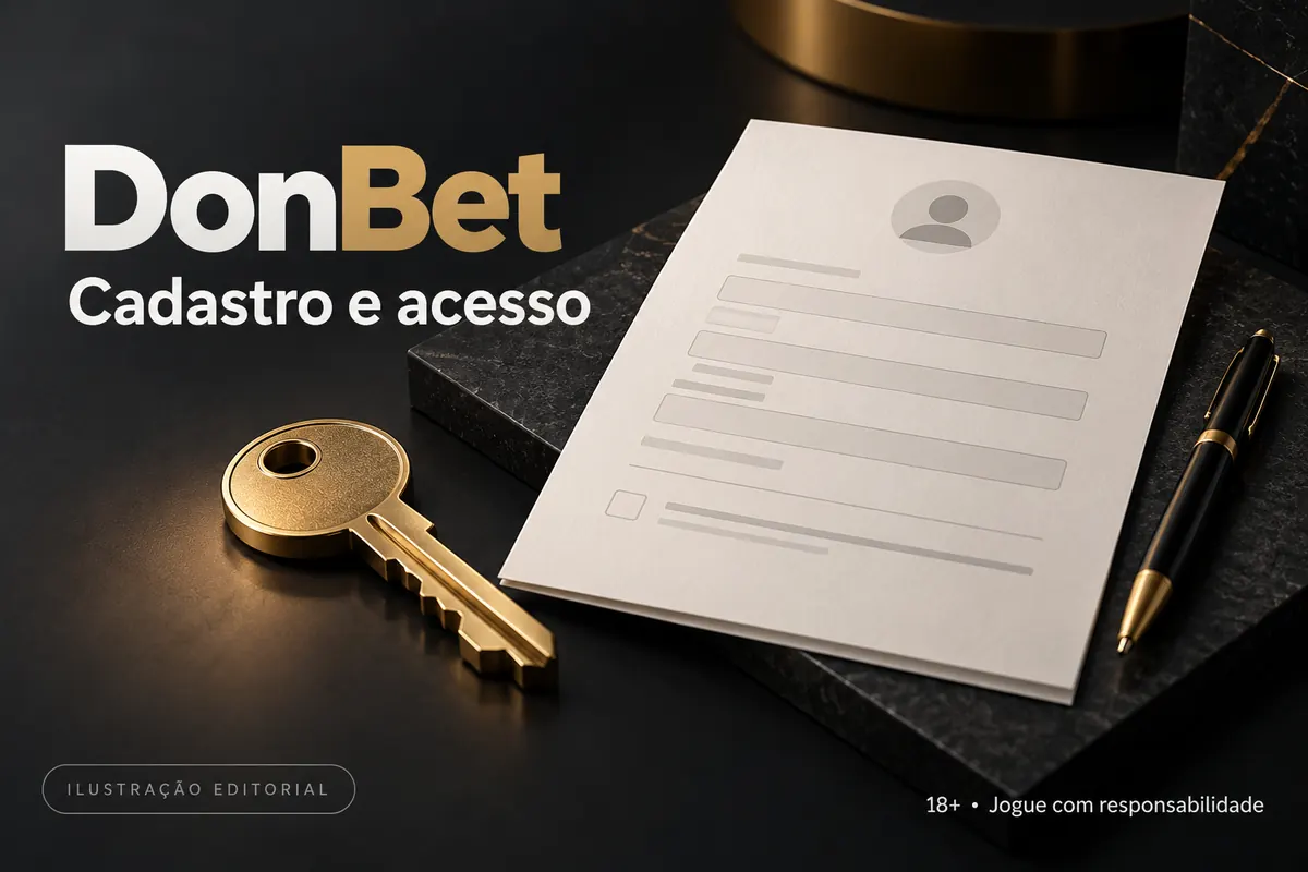 Cadastro e acesso em DonBet: dados reais e verificação da conta. Ilustração editorial.