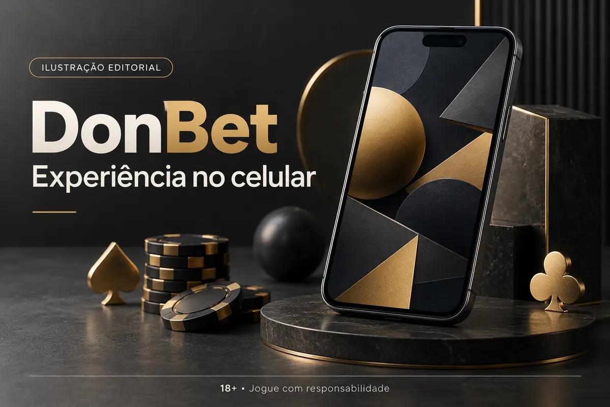 DonBet no celular: funciona pelo navegador, o app é opcional. Ilustração editorial.