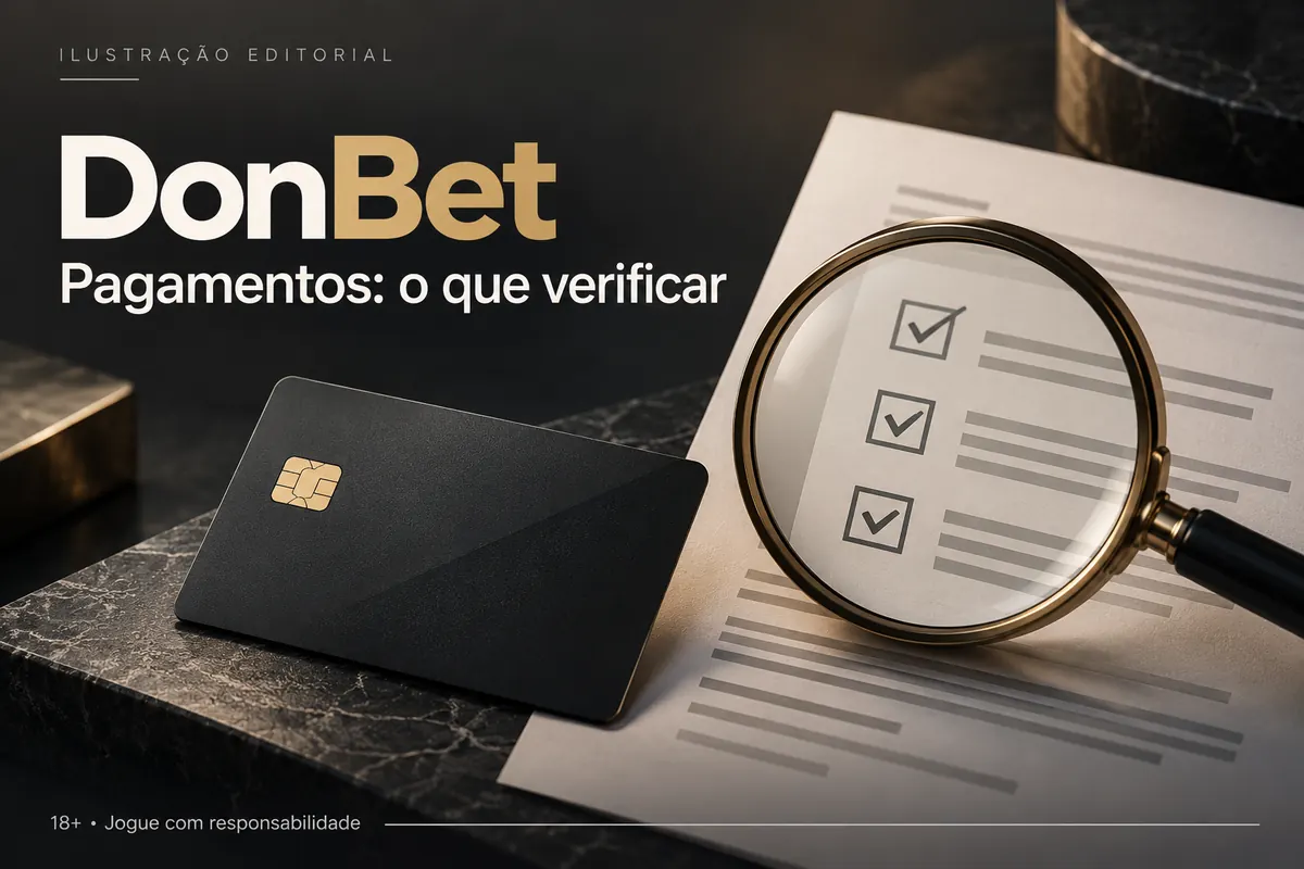 Pagamentos em DonBet: o que verificar antes de depositar e sacar. Ilustração editorial.