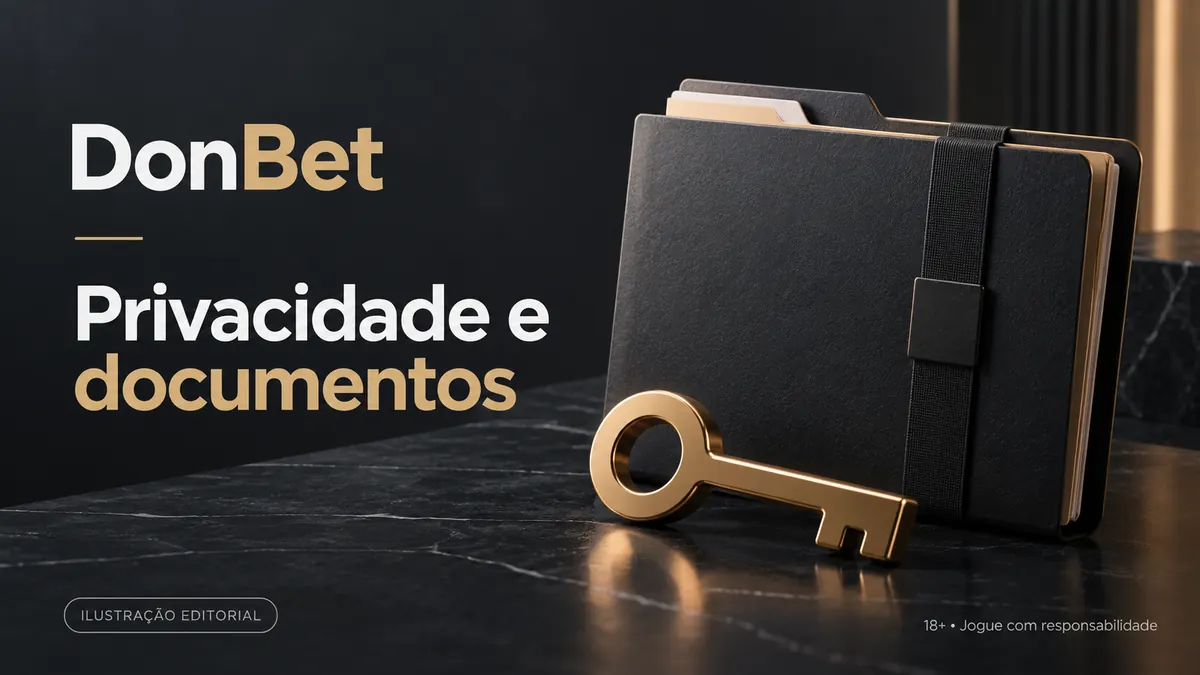 Privacidade e documentos em DonBet: verificação de identidade antes do primeiro saque. Ilustração editorial.