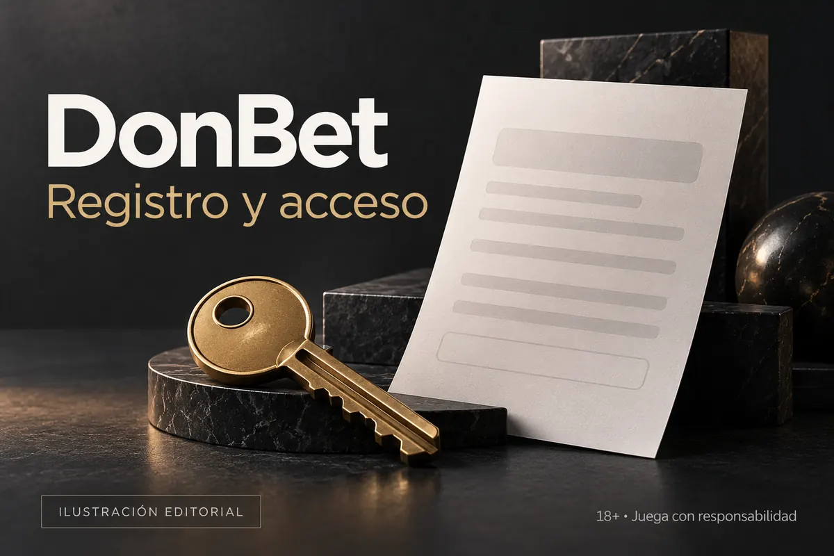 Registro y acceso en DonBet: datos reales y verificación de la cuenta. Ilustración editorial.
