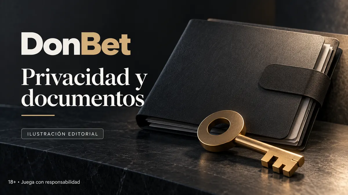 Privacidad y documentos en DonBet: verificación de identidad antes del primer retiro. Ilustración editorial.