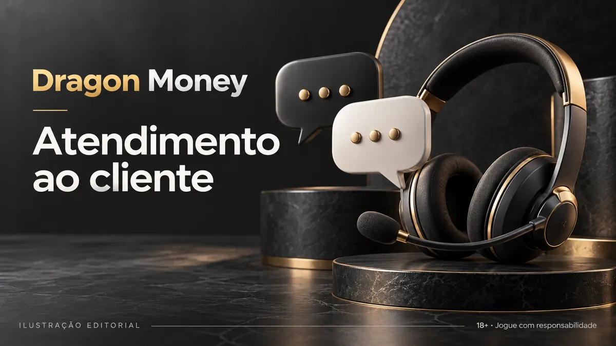 Atendimento ao cliente de Dragon Money: chat e e-mail; confira horários e idioma. Ilustração editorial.