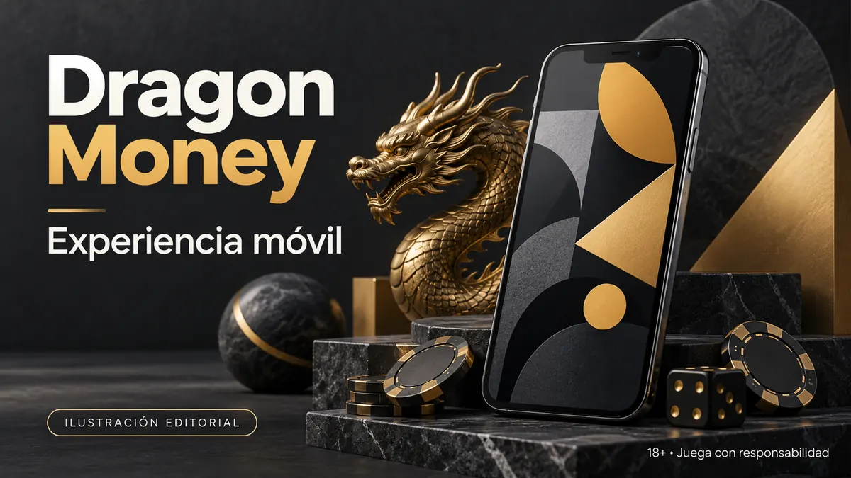 Dragon Money en el celular: funciona desde el navegador, la app es opcional. Ilustración editorial.