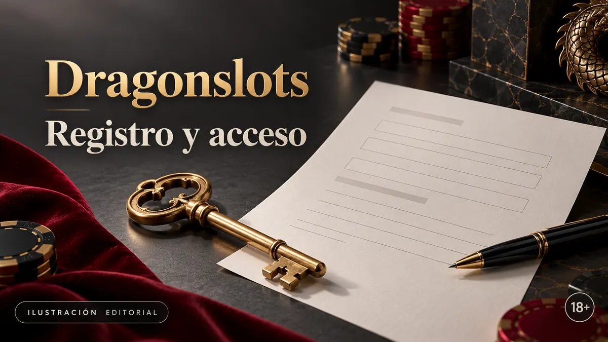 Registro y acceso en Dragonslots: datos reales y verificación de la cuenta. Ilustración editorial.
