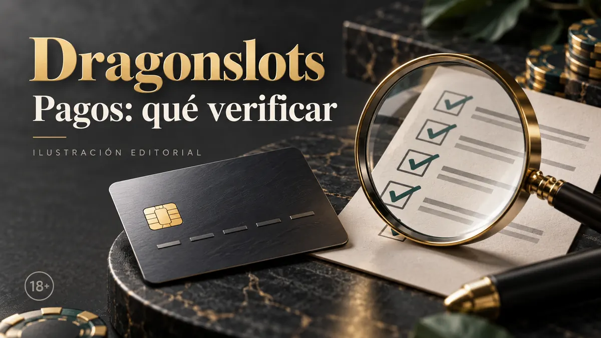 Pagos en Dragonslots: qué verificar antes de depositar y retirar. Ilustración editorial.