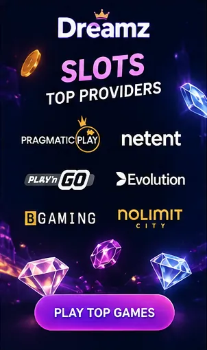 Tragamonedas en Dreamz: el RTP de cada juego se ve en su menú de información.
