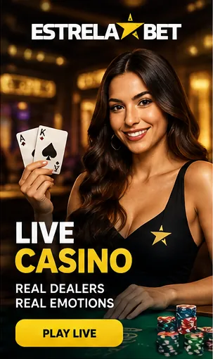 Cassino ao vivo de Estrela Bet: mesas com crupiê real.