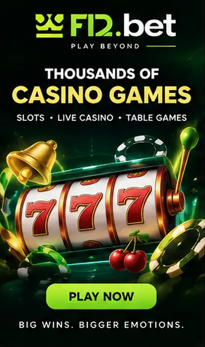 Slots em F12.bet: o RTP de cada jogo aparece no menu de informações.