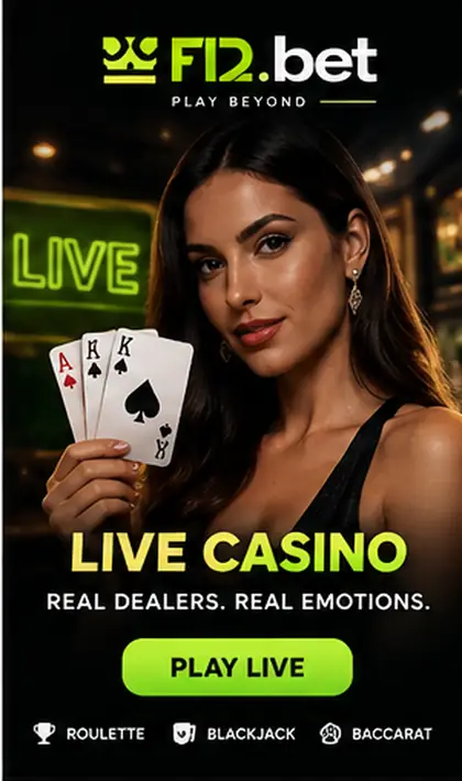 Cassino ao vivo de F12.bet: mesas com crupiê real.