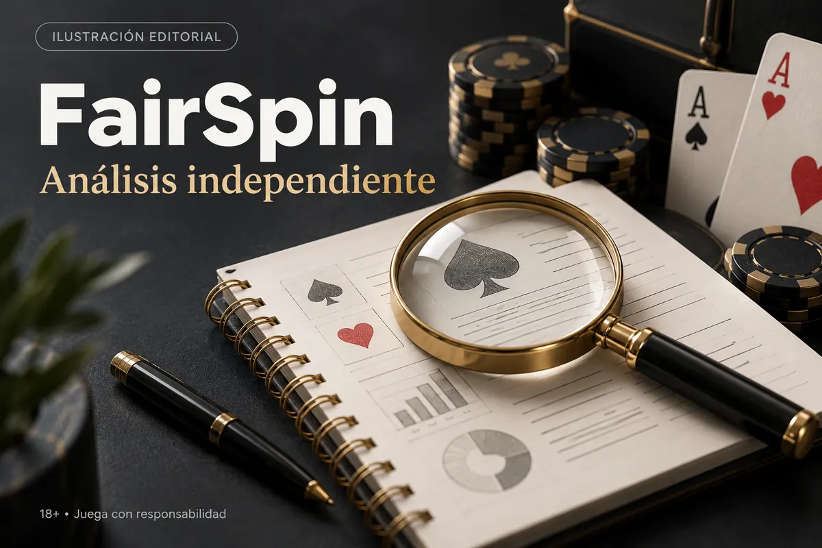 Análisis independiente de FairSpin: lo que revisamos antes de recomendarlo. Ilustración editorial.
