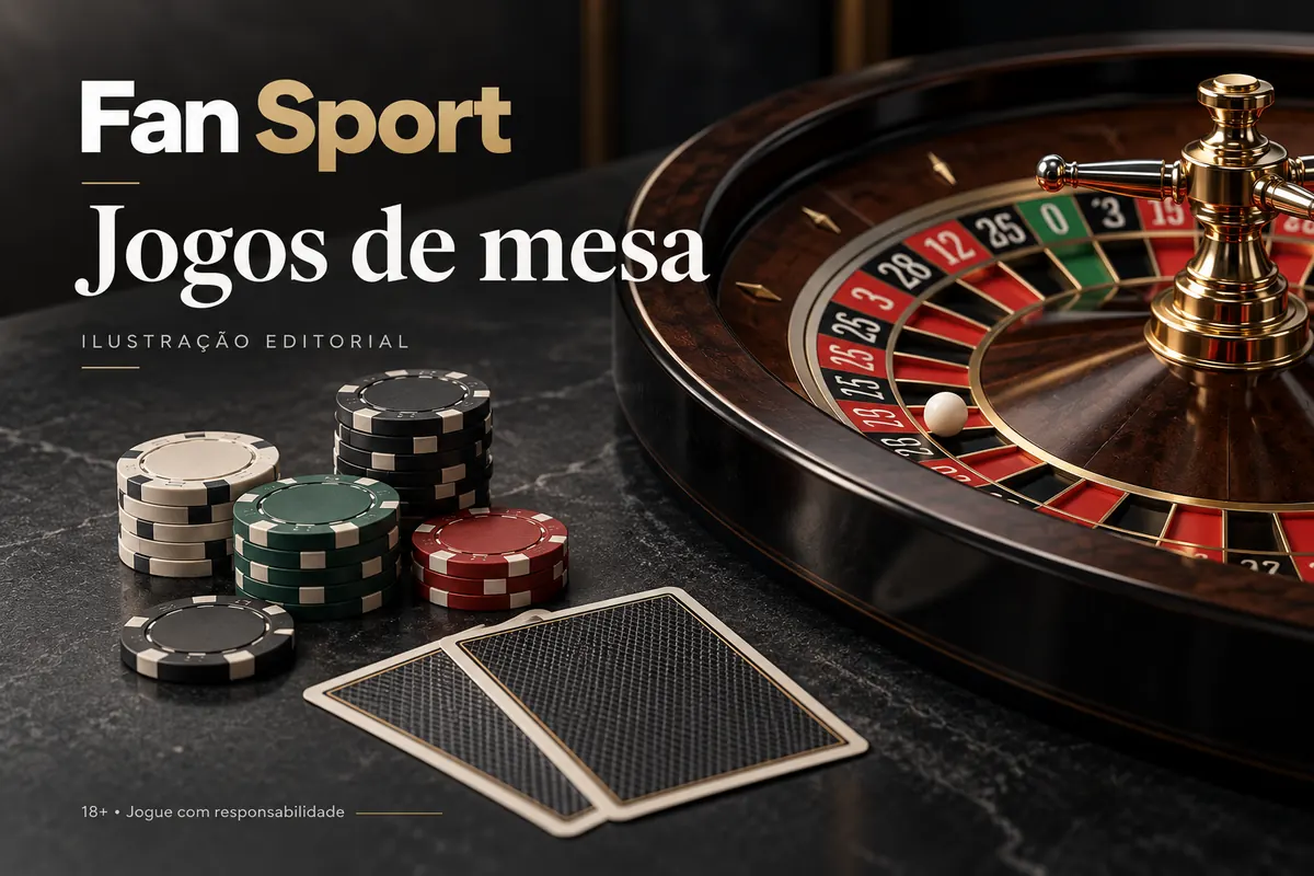 Jogos de mesa em Fan Sport: roleta, blackjack e bacará. Ilustração editorial.