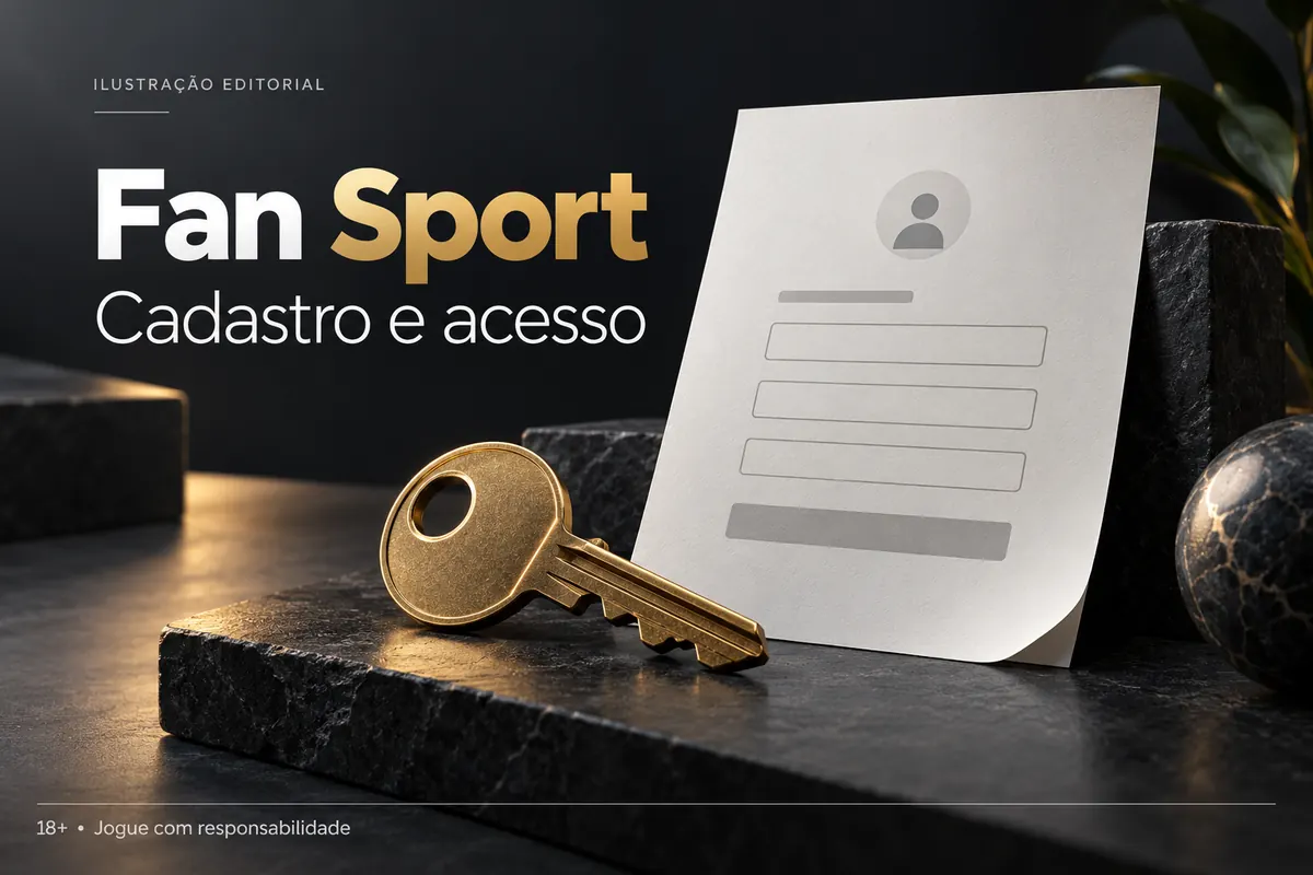 Cadastro e acesso em Fan Sport: dados reais e verificação da conta. Ilustração editorial.