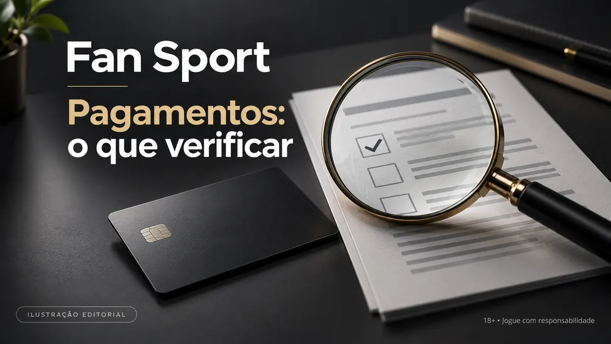 Pagamentos em Fan Sport: o que verificar antes de depositar e sacar. Ilustração editorial.