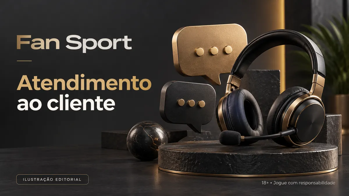 Atendimento ao cliente de Fan Sport: chat e e-mail; confira horários e idioma. Ilustração editorial.