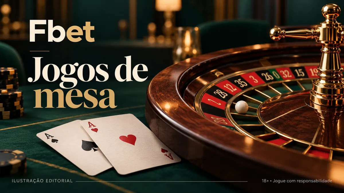 Roleta com detalhes dourados e dois ases sobre feltro verde, título Jogos de mesa