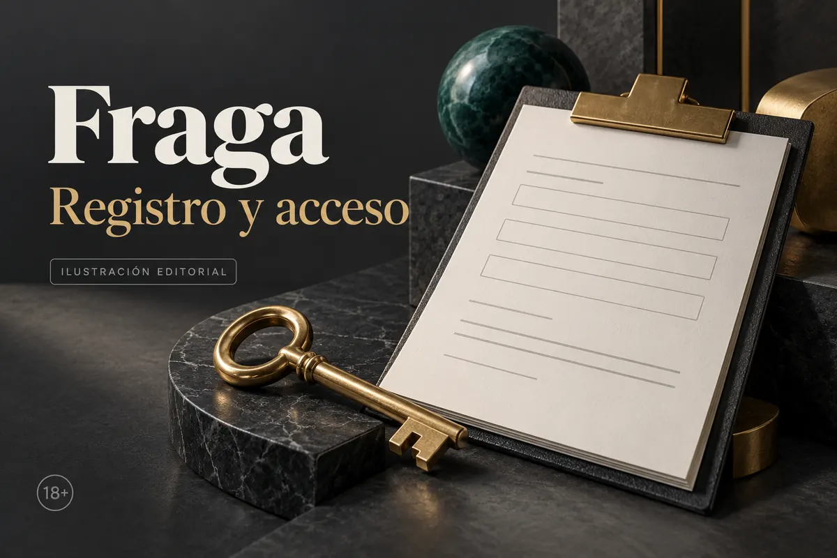 Registro y acceso en Fraga Casino: datos reales y verificación de la cuenta. Ilustración editorial.