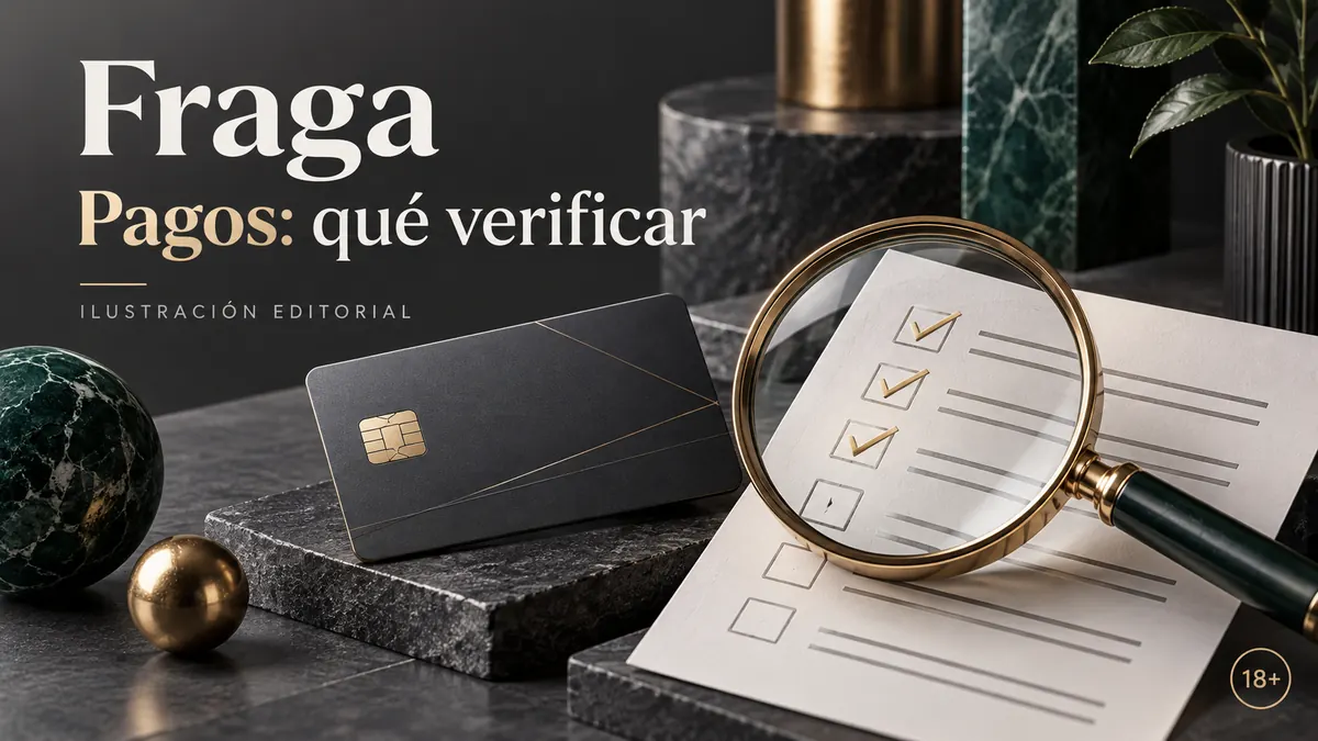 Pagos en Fraga Casino: qué verificar antes de depositar y retirar. Ilustración editorial.