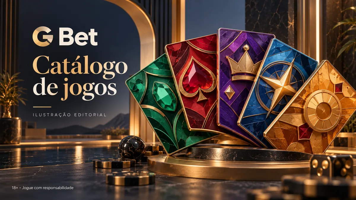 Cartas estilizadas em leque sobre pedestal dourado
