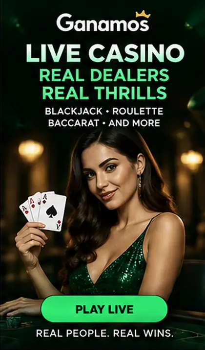 Casino en vivo de Ganamos: mesas con crupier real.