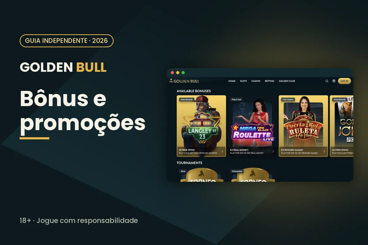 Capa 'Bônus e promoções' com a página de bônus de goldenbull.es