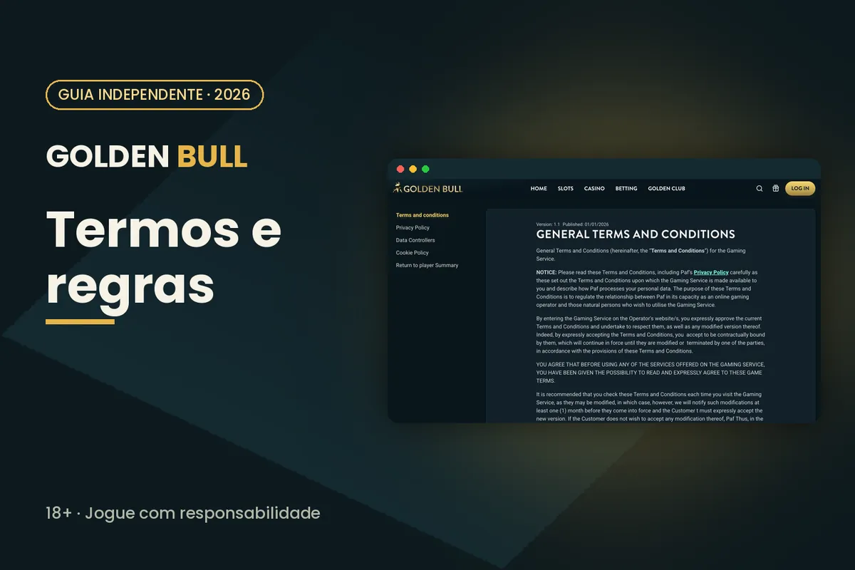 Capa 'Termos e regras' com os termos e condições de goldenbull.es