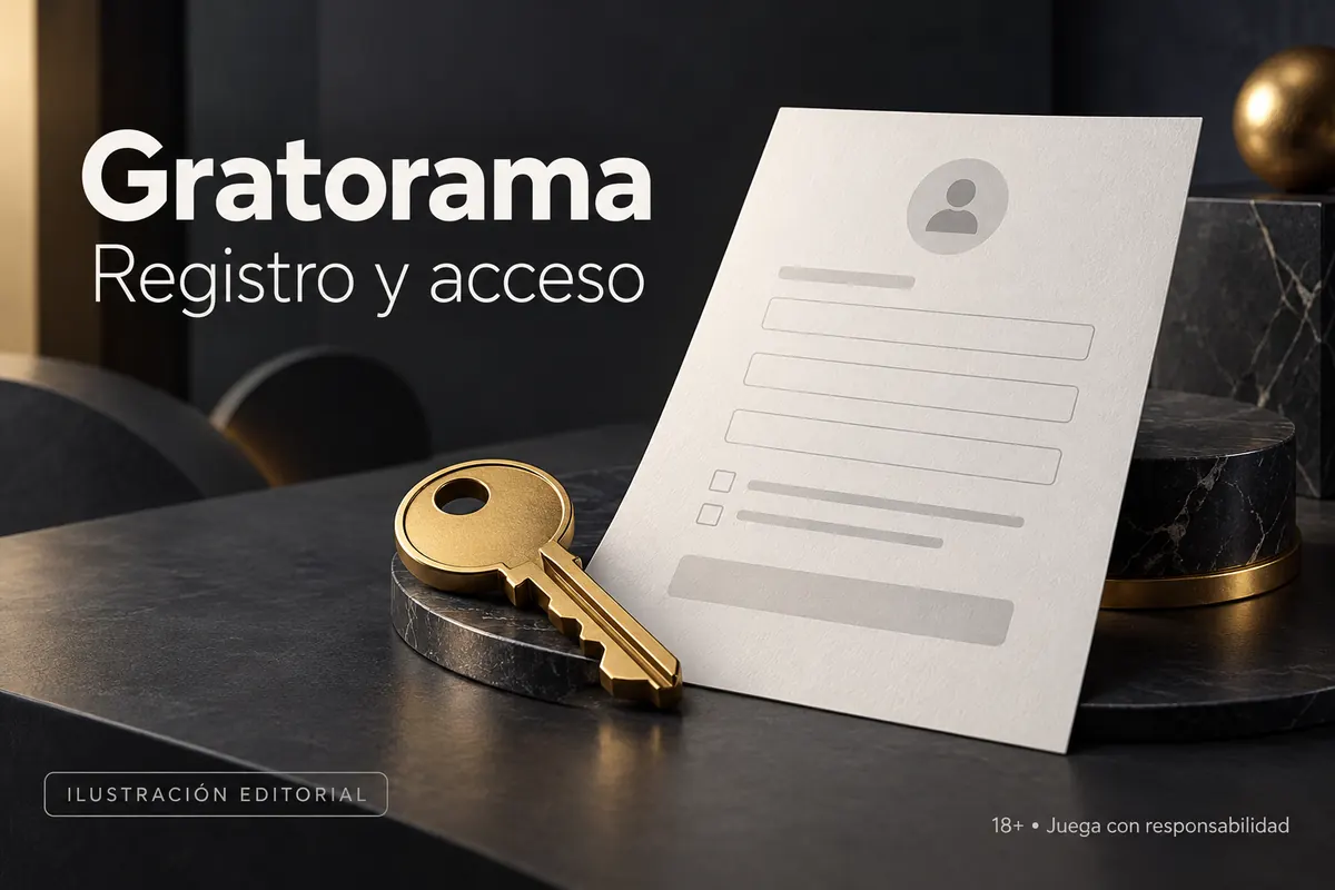 Registro y acceso en Gratorama: datos reales y verificación de la cuenta. Ilustración editorial.