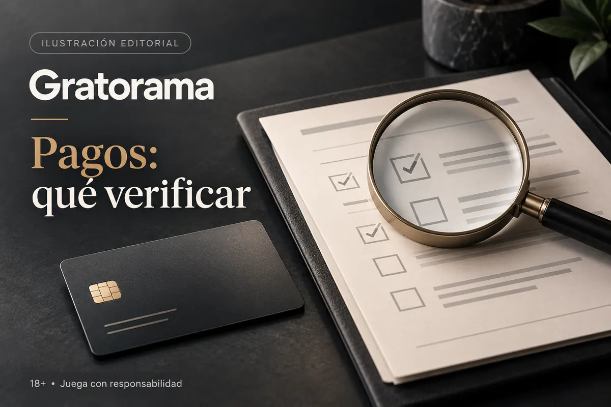 Pagos en Gratorama: qué verificar antes de depositar y retirar. Ilustración editorial.