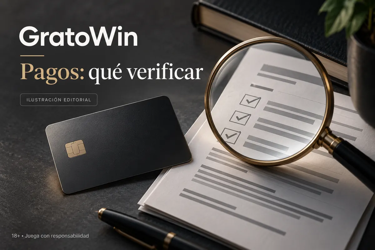 Pagos en GratoWin: qué verificar antes de depositar y retirar. Ilustración editorial.