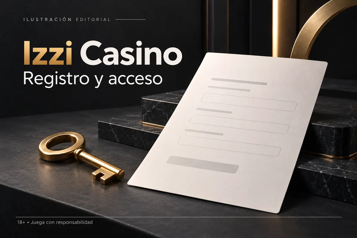 Registro y acceso en Izzi Casino: datos reales y verificación de la cuenta. Ilustración editorial.