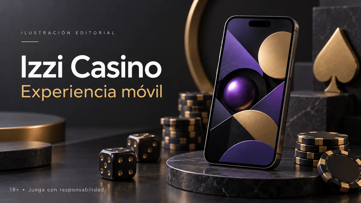 Izzi Casino en el celular: funciona desde el navegador, la app es opcional. Ilustración editorial.