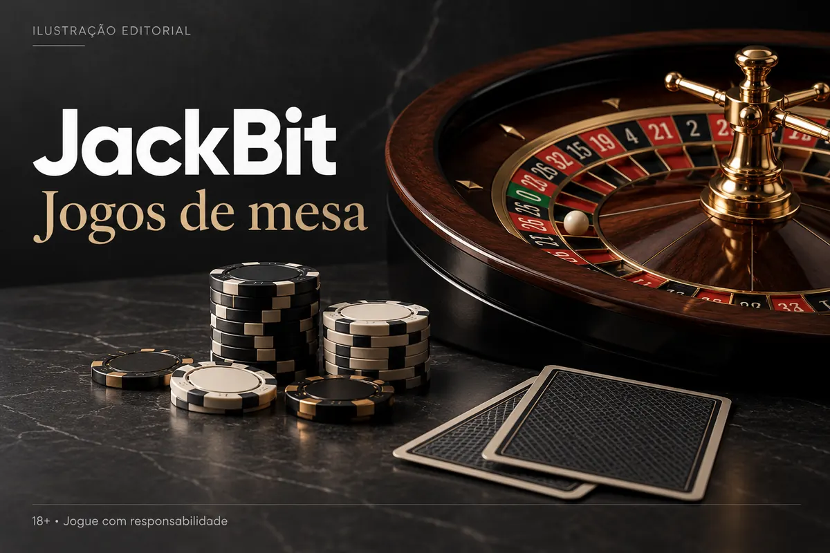 Jogos de mesa em JackBit: roleta, blackjack e bacará. Ilustração editorial.
