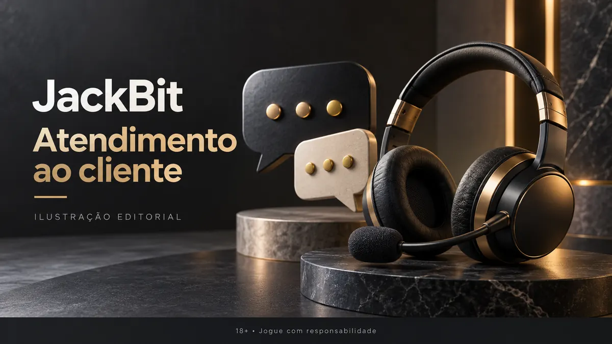 Atendimento ao cliente de JackBit: chat e e-mail; confira horários e idioma. Ilustração editorial.