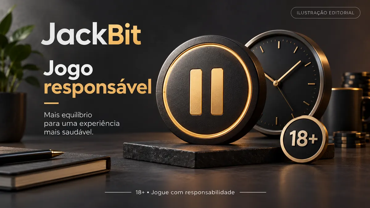 Jogo responsável em JackBit: limites de depósito, pausas e autoexclusão. Ilustração editorial.