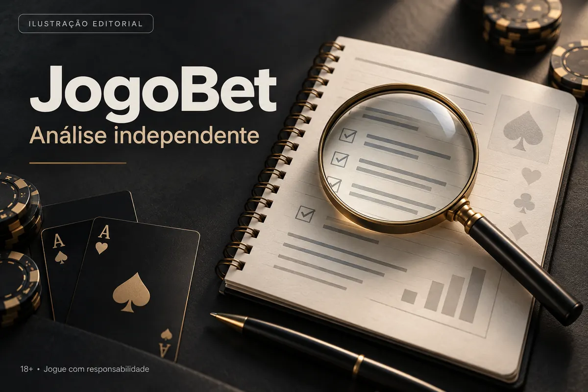 Análise independente de JogoBet: o que verificamos antes de recomendar. Ilustração editorial.