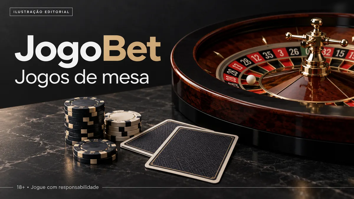 Jogos de mesa em JogoBet: roleta, blackjack e bacará. Ilustração editorial.