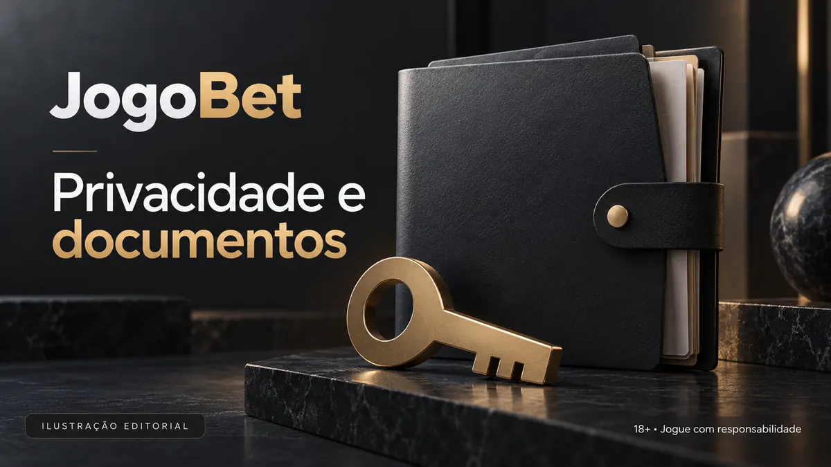 Privacidade e documentos em JogoBet: verificação de identidade antes do primeiro saque. Ilustração editorial.